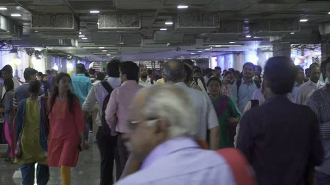 Indian crowd in the underground passage Stock Footage 90965519