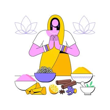 Indian cuisine abstract concept vector illustration. Stock Illustration