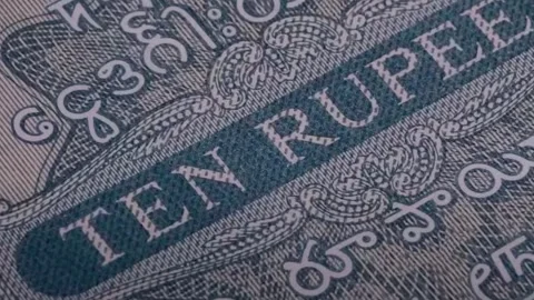 Indian Currency 10 Rupee Note Macro Detail of Mahatma Gandhi Stock Footage 318200033