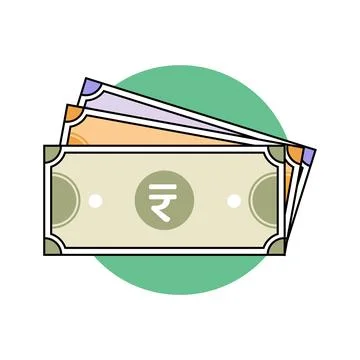 Indian currency notes set rupee cash money illustration Illustrazione stock