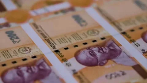 Indian currency sequence of 200 rupee notes video Stock Footage 321281651