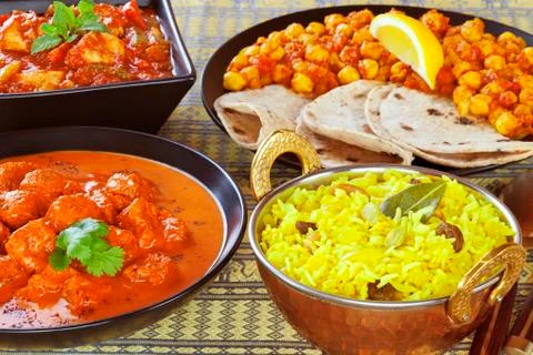 Indian curry selection Stock Photos