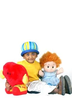 Indian Cute Boy with Doll in Studio Stock Photos
