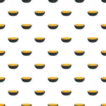 Indian dal curry bowls repeating food pattern Stock Illustration