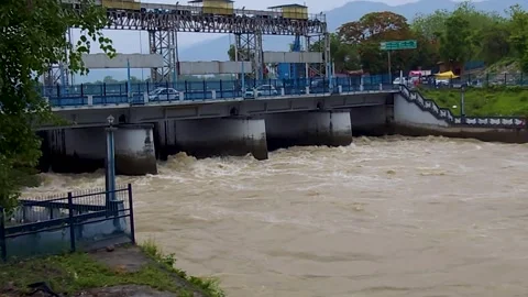 Indian Dam Controlling River Flow Stock Footage 313563591