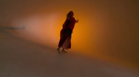 Indian Dancer Orange Zoom In Stock Footage 22787412