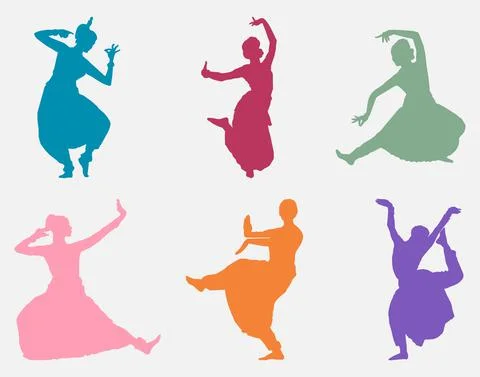 Indian Dancer Poses  Vector illustration Stock Illustration