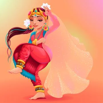Indian dancer representing the veil of Maya Stock Illustration