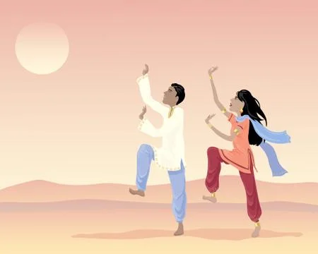 Indian dancers Stock Illustration