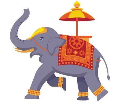 Indian decorated elephant with umbrella vector Stock Illustration