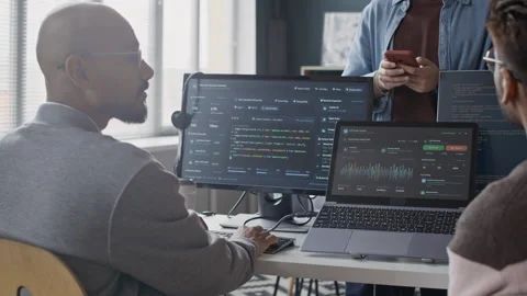 Indian Developers Collaborating on Software Development in Office Stock Footage 337482529
