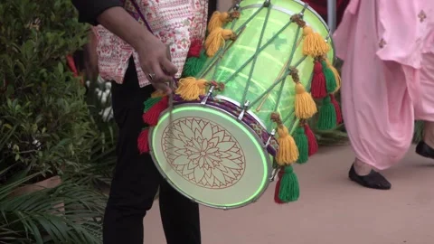 Indian Dhak dhol or special indian drum performing. Stock Footage 319744934