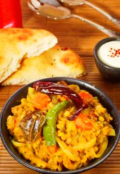 Indian dhal with naan bread Stock Photos