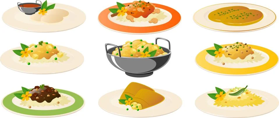 Indian Dishes 库存插图