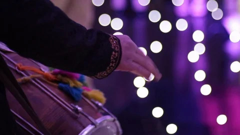 Indian drumming close up hand dance floor Stock Footage 103546443