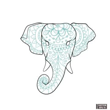 Indian elephant in floral patterns. Stockillustratie