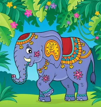 Indian elephant topic image Stock Illustration