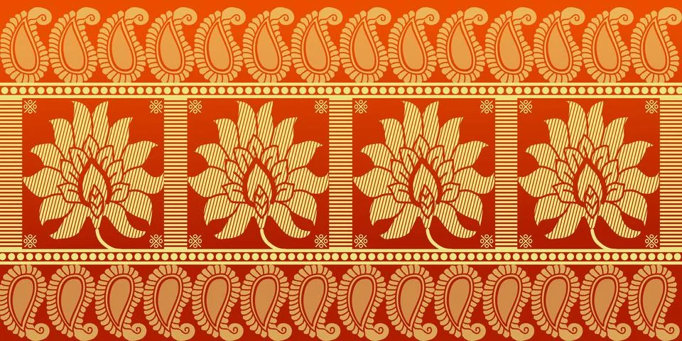 Indian ethnic sari design which is originated in india Stock Illustration