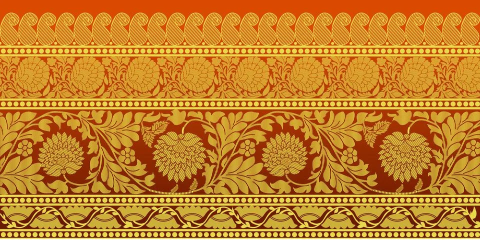 Indian ethnic sari design which is originated in india Stock Illustration