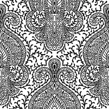 Indian ethnic seamless pattern with hand drawn ornament Stock Illustration