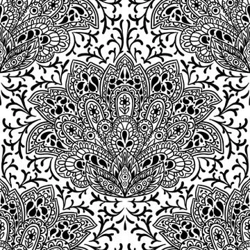 Indian ethnic seamless pattern with hand drawn ornament Illustrazione stock