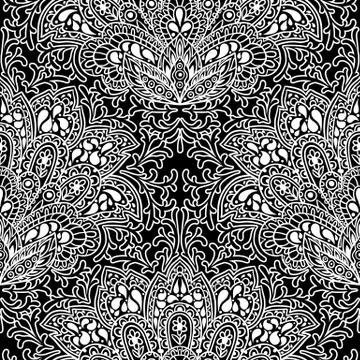 Indian ethnic seamless pattern with hand drawn ornament Illustrazione stock