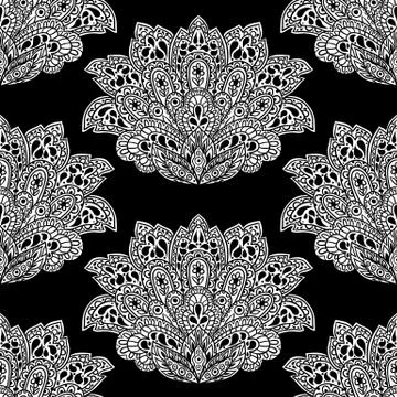 Indian ethnic seamless pattern with hand drawn ornament Stock Illustration
