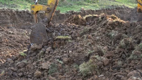 Indian Excavator Machine Working on Soil Land Development Project. Stock Footage 331958377