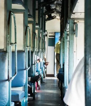 Indian Express Train Passege View in Portrait Stock Photos