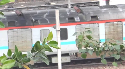 An Indian fast train Stock Footage 31973517