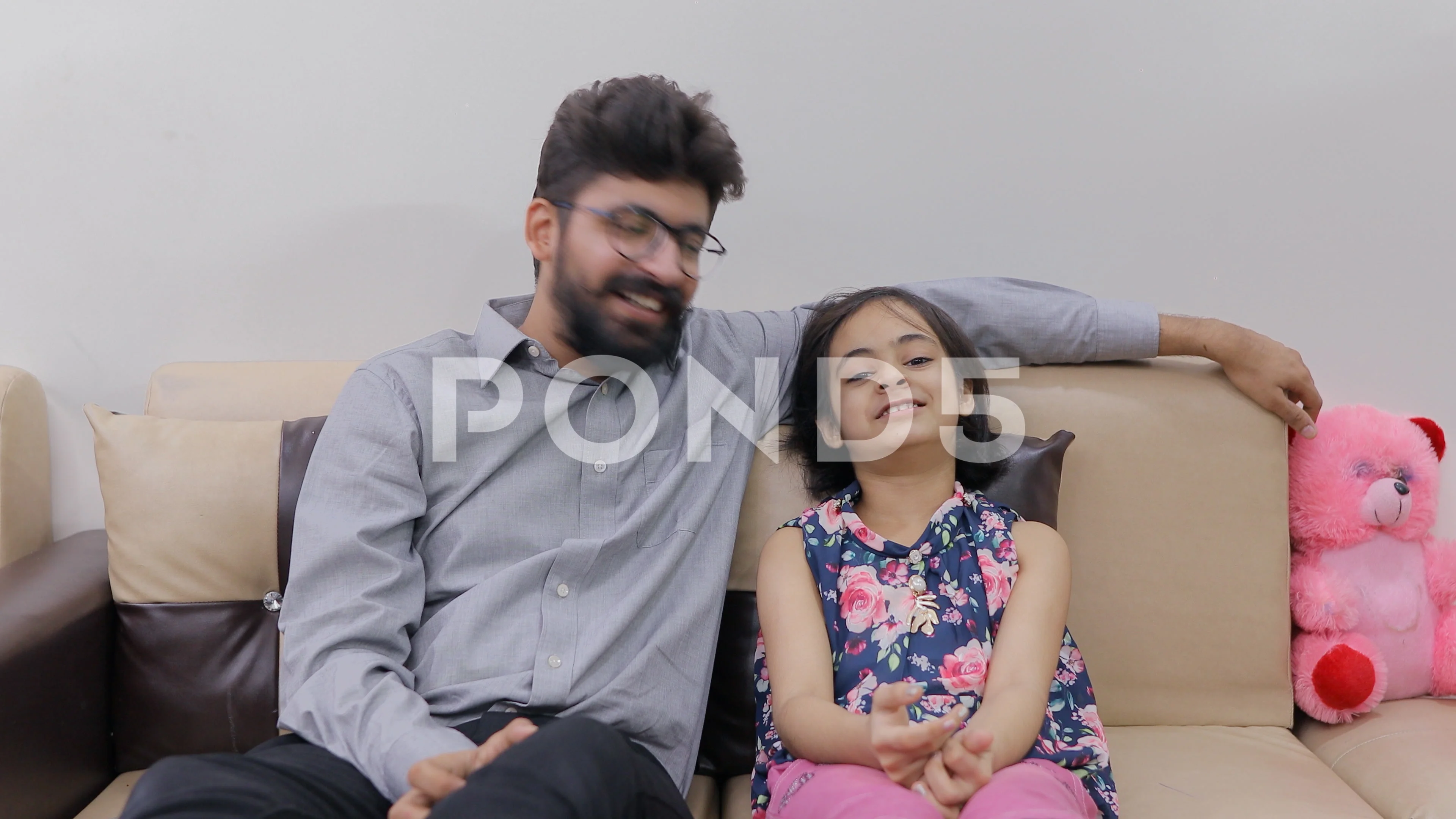 3840px x 2160px - Indian father-daughter happily enjoying ... | Stock Video | Pond5