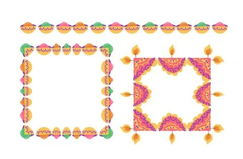 Indian festival elements set. Vector cartoon flat illustration isolated. Stock Illustration