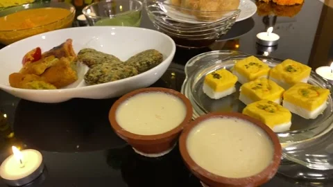 Indian festive meal on a table Stock-Footage 142023101