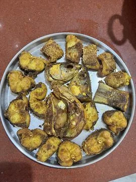 Indian Fish in Thali Stock Photos