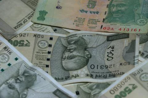 Indian five hundred and five rupees. Stock Photos