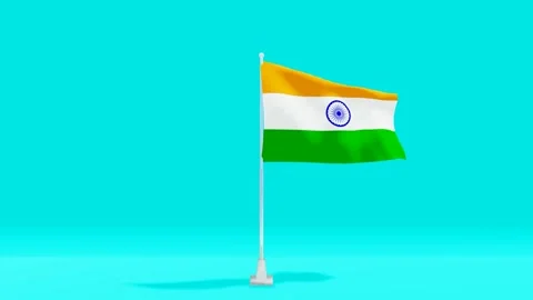 Indian Flag Animated Seamlessly on Blue Stock Footage 320829261