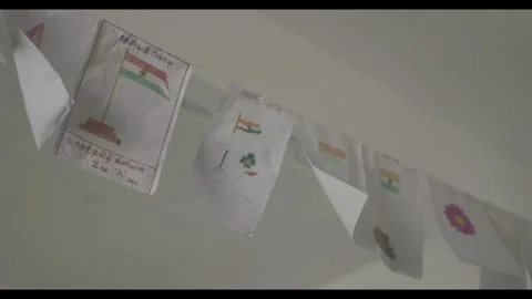 Indian flag artwork by students Stock Footage 300333917