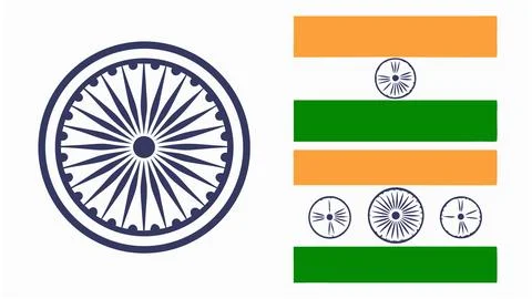 Indian flag ashoka chakra vector illustration for independence day and republic Stock Illustration