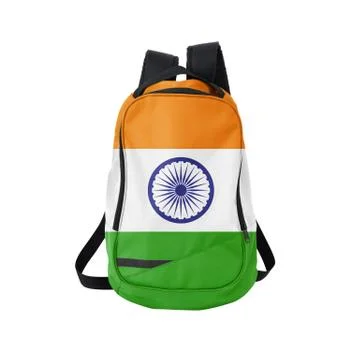 Indian flag backpack isolated on white Stock Photos