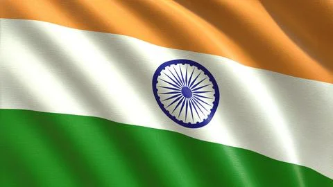 Indian flag blowing in the wind 3d-rendering イラスト素材
