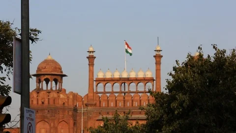 Indian Flag Blowing In Wind Video stock 102148905