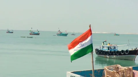 Indian Flag On The Boat Vídeo Stock 75339625