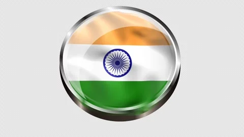 Indian Flag Button Icon India Independence Stock Footage 314431732