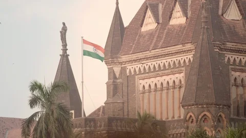 Indian Flag Catching Wind In Front Of The High Court India 스톡 동영상 90980159