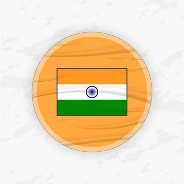 Indian Flag in a Circular Emblem Design, Abstract Round Sticker Illustration. 库存插图