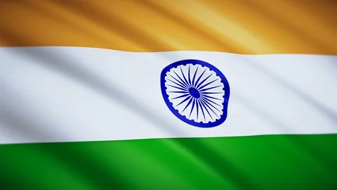 Indian flag close-up. 3D render. Fluttering in the wind. Looped video footage. Stock Footage 129333833