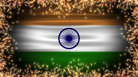 Indian flag covered with animated bright fireworks. concept for national ho.. Stock Footage 312821754