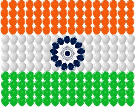 Indian flag decorate with balloons pattern Stock Illustration