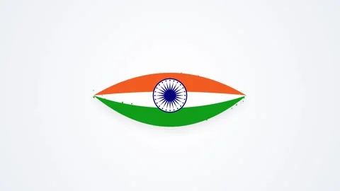 Indian Flag Eye Icon Animation with Particle Effect Stock Footage 342320519
