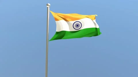 Indian flag on flagpole. India flag fluttering in the wind.	 Stock Footage 168476744